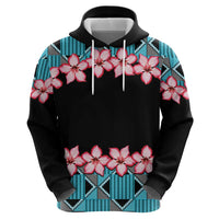 African Adenium Multiflorum Flowers Hoodie with Kente Style - Wonder Print Shop