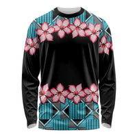African Adenium Multiflorum Flowers Long Sleeve Shirt with Kente Style - Wonder Print Shop