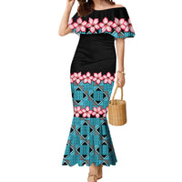 African Adenium Multiflorum Flowers Mermaid Dress with Kente Style - Wonder Print Shop
