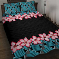 African Adenium Multiflorum Flowers Quilt Bed Set with Kente Style - Wonder Print Shop