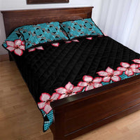 African Adenium Multiflorum Flowers Quilt Bed Set with Kente Style - Wonder Print Shop