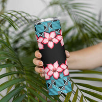 African Adenium Multiflorum Flowers Skinny Tumbler with Kente Style - Wonder Print Shop