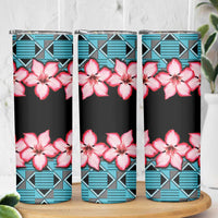 African Adenium Multiflorum Flowers Skinny Tumbler with Kente Style - Wonder Print Shop