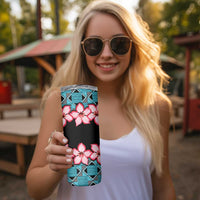 African Adenium Multiflorum Flowers Skinny Tumbler with Kente Style - Wonder Print Shop