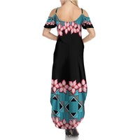 African Adenium Multiflorum Flowers Summer Maxi Dress with Kente Style - Wonder Print Shop
