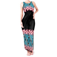 African Adenium Multiflorum Flowers Tank Maxi Dress with Kente Style - Wonder Print Shop