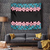 African Adenium Multiflorum Flowers Tapestry with Kente Style - Wonder Print Shop