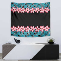 African Adenium Multiflorum Flowers Tapestry with Kente Style - Wonder Print Shop