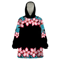 African Adenium Multiflorum Flowers Wearable Blanket Hoodie with Kente Style - Wonder Print Shop