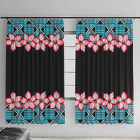 African Adenium Multiflorum Flowers Window Curtain with Kente Style - Wonder Print Shop
