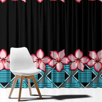 African Adenium Multiflorum Flowers Window Curtain with Kente Style - Wonder Print Shop