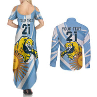 Custom Argentina Rugby Champion Couples Matching Summer Maxi Dress and Long Sleeve Button Shirt Los Puma with Sporty Style LT9 - Wonder Print Shop