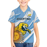Custom Argentina Rugby Champion Family Matching Off The Shoulder Long Sleeve Dress and Hawaiian Shirt Los Puma with Sporty Style - Wonder Print Shop