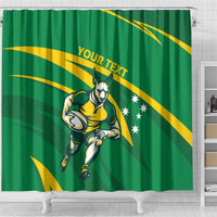 Personalized Australia Rugby Champion Shower Curtain Wallabies Mascot with Sporty Style