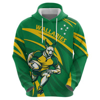Personalized Australia Rugby Champion Zip Hoodie Wallabies Mascot with Sporty Style - Wonder Print Shop