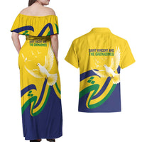 Saint Vincent and the Grenadines Couples Matching Off Shoulder Maxi Dress and Hawaiian Shirt Gratitude to the Land Pride Since 1979 - Wonder Print Shop