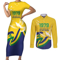 Saint Vincent and the Grenadines Couples Matching Short Sleeve Bodycon Dress and Long Sleeve Button Shirt Gratitude to the Land Pride Since 1979 - Wonder Print Shop