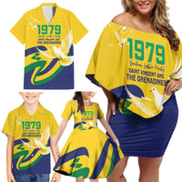 Saint Vincent and the Grenadines Family Matching Off Shoulder Short Dress and Hawaiian Shirt Gratitude to the Land Pride Since 1979 - Wonder Print Shop
