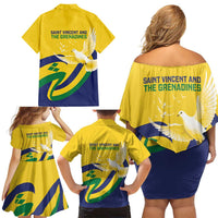 Saint Vincent and the Grenadines Family Matching Off Shoulder Short Dress and Hawaiian Shirt Gratitude to the Land Pride Since 1979 - Wonder Print Shop