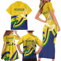Saint Vincent and the Grenadines Family Matching Short Sleeve Bodycon Dress and Hawaiian Shirt Gratitude to the Land Pride Since 1979 - Wonder Print Shop