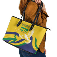 Saint Vincent and the Grenadines Leather Tote Bag Gratitude to the Land Pride Since 1979 - Wonder Print Shop