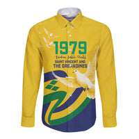 Saint Vincent and the Grenadines Long Sleeve Button Shirt Gratitude to the Land Pride Since 1979 - Wonder Print Shop