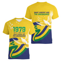 Saint Vincent and the Grenadines Women V-Neck T-Shirt Gratitude to the Land Pride Since 1979 - Wonder Print Shop