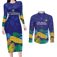 Saint Vincent Land So Beautiful Couples Matching Long Sleeve Bodycon Dress and Long Sleeve Button Shirt Tropical Vibes - Wonder Print Shop