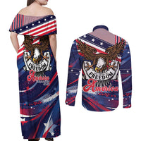 250 Years Of Service Couples Matching Off Shoulder Maxi Dress and Long Sleeve Button Shirt Semiquincentennial USA Patriotic 4th Of July - Wonder Print Shop