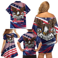 250 Years Of Service Family Matching Off Shoulder Short Dress and Hawaiian Shirt Semiquincentennial USA Patriotic 4th Of July - Wonder Print Shop