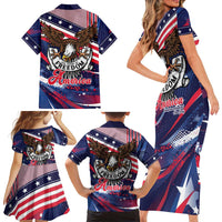250 Years Of Service Family Matching Short Sleeve Bodycon Dress and Hawaiian Shirt Semiquincentennial USA Patriotic 4th Of July - Wonder Print Shop