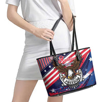 250 Years Of Service Leather Tote Bag Semiquincentennial USA Patriotic 4th Of July - Wonder Print Shop