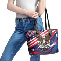 250 Years Of Service Leather Tote Bag Semiquincentennial USA Patriotic 4th Of July - Wonder Print Shop