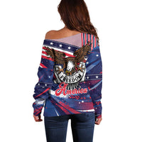 250 Years Of Service Off Shoulder Sweater Semiquincentennial USA Patriotic 4th Of July - Wonder Print Shop