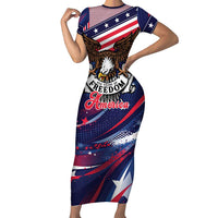 250 Years Of Service Short Sleeve Bodycon Dress Semiquincentennial USA Patriotic 4th Of July - Wonder Print Shop