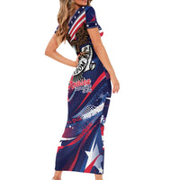 250 Years Of Service Short Sleeve Bodycon Dress Semiquincentennial USA Patriotic 4th Of July - Wonder Print Shop