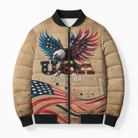 America 250th Anniversary Bomber Puffer Jacket Eagle Us Flag July 4Th - Wonder Print Shop