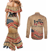 America 250th Anniversary Couples Matching Mermaid Dress and Long Sleeve Button Shirt Eagle Us Flag July 4Th - Wonder Print Shop
