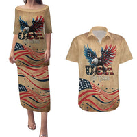 America 250th Anniversary Couples Matching Puletasi and Hawaiian Shirt Eagle Us Flag July 4Th - Wonder Print Shop