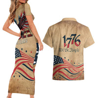 America 250th Anniversary Couples Matching Short Sleeve Bodycon Dress and Hawaiian Shirt Eagle Us Flag July 4Th - Wonder Print Shop