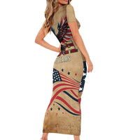 America 250th Anniversary Family Matching Short Sleeve Bodycon Dress and Hawaiian Shirt Eagle Us Flag July 4Th - Wonder Print Shop