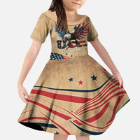 America 250th Anniversary Kid Short Sleeve Dress Eagle Us Flag July 4Th - Wonder Print Shop