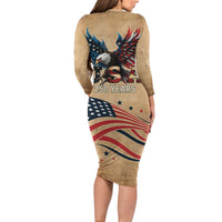 America 250th Anniversary Long Sleeve Bodycon Dress Eagle Us Flag July 4Th - Wonder Print Shop
