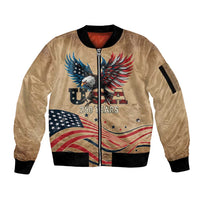 America 250th Anniversary Sleeve Zip Bomber Jacket Eagle Us Flag July 4Th - Wonder Print Shop