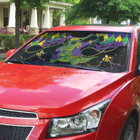 Mardi Gras Alligator Auto Sun Shade Mardigator On Tuesdays We Wear Beads - Wonder Print Shop