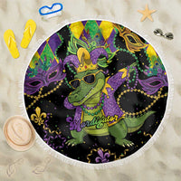 Mardi Gras Alligator Beach Blanket Mardigator On Tuesdays We Wear Beads - Wonder Print Shop