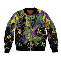 Mardi Gras Alligator Bomber Jacket Mardigator On Tuesdays We Wear Beads - Wonder Print Shop