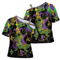 Mardi Gras Alligator Cross Shoulder Shirt Mardigator On Tuesdays We Wear Beads - Wonder Print Shop