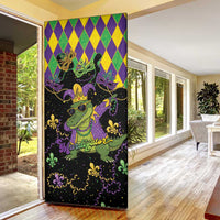 Mardi Gras Alligator Door Cover Mardigator On Tuesdays We Wear Beads - Wonder Print Shop