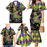 Mardi Gras Alligator Family Matching Mermaid Dress and Hawaiian Shirt Mardigator On Tuesdays We Wear Beads - Wonder Print Shop